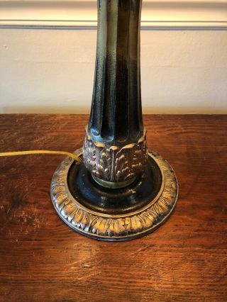 Antique Six Panel Slag Glass Table Lamp 3