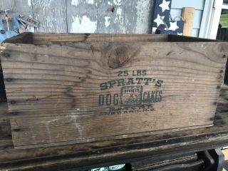 Rare Spratt’s Dog Cakes Crate Wood Advertising Newark Nj Early 1900’s