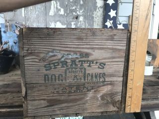 RARE SPRATT’S DOG CAKES CRATE WOOD ADVERTISING Newark NJ Early 1900’s 4