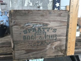 RARE SPRATT’S DOG CAKES CRATE WOOD ADVERTISING Newark NJ Early 1900’s 5