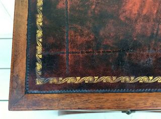 Antique Federal Inlaid Mahogany One - Drawer Stand w/ X Legs & Leather Top c.  1880 6