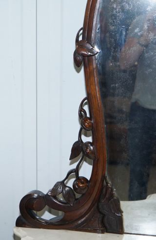 STUNNING VICTORIAN WALNUT & MARBLE SIDEBOARD CHIFFONIER CARVED EAGLE & FLOWERS 6