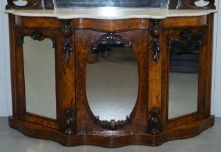 STUNNING VICTORIAN WALNUT & MARBLE SIDEBOARD CHIFFONIER CARVED EAGLE & FLOWERS 8