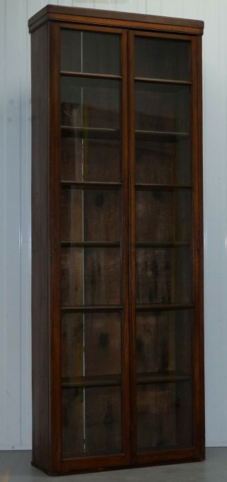 EDWARDIAN WALNUT FULL LENGTH 231CM TALL LIBRARY EXHIBITION BOOKCASES 10