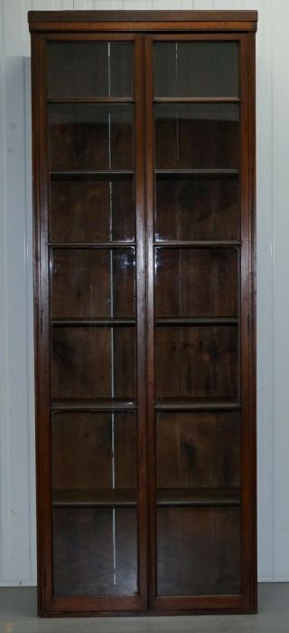 EDWARDIAN WALNUT FULL LENGTH 231CM TALL LIBRARY EXHIBITION BOOKCASES 11