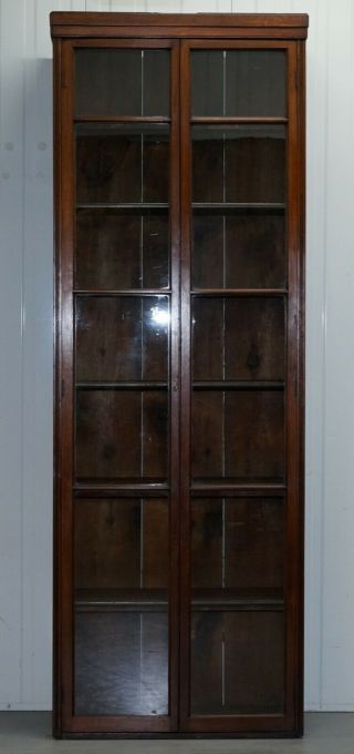 EDWARDIAN WALNUT FULL LENGTH 231CM TALL LIBRARY EXHIBITION BOOKCASES 4