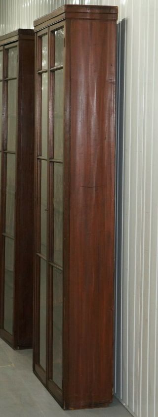 EDWARDIAN WALNUT FULL LENGTH 231CM TALL LIBRARY EXHIBITION BOOKCASES 7
