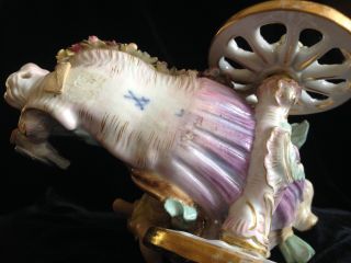 1880s Meissen - Venus w Apple & Cupid riding in a Glorious Open Shell Chariot 12