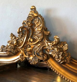 Antique Gold French Statement Over Mantle Scroll Table Top Arched Wall Mirror 4