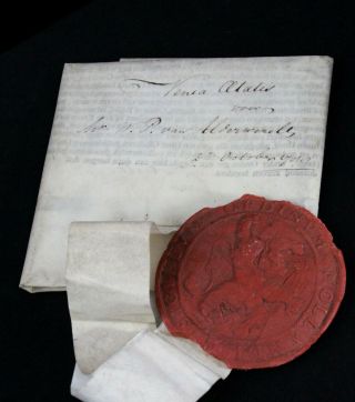 Antique 18th C Parchment Document De Roo Alderwerelt,  Wax Great Seal Holland