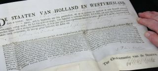 antique 18th C parchment document De Roo Alderwerelt,  wax Great Seal Holland 5