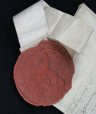 antique 18th C parchment document De Roo Alderwerelt,  wax Great Seal Holland 6