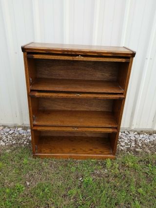 3 SECTION LEADED GLASS OAK WOOD LAWYER CABINET BARRISTER BOOKCASE VINTAGE STACK 7
