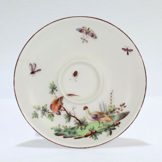 Antique 18th Century Chelsea Porcelain Trembleuse Saucer - Bird Of Paradise Pc