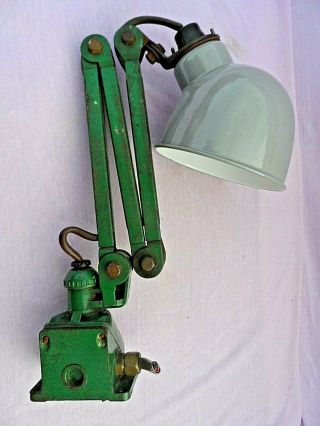 Old Industrial Crysteel Anglepoise Wall / Desk Lamp On Switched Cast Base C1930s