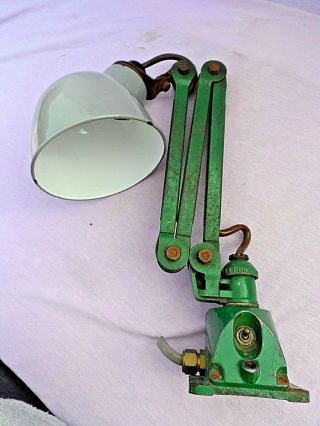 OLD INDUSTRIAL CRYSTEEL ANGLEPOISE WALL / DESK LAMP ON SWITCHED CAST BASE c1930s 2