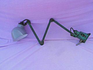 OLD INDUSTRIAL CRYSTEEL ANGLEPOISE WALL / DESK LAMP ON SWITCHED CAST BASE c1930s 5