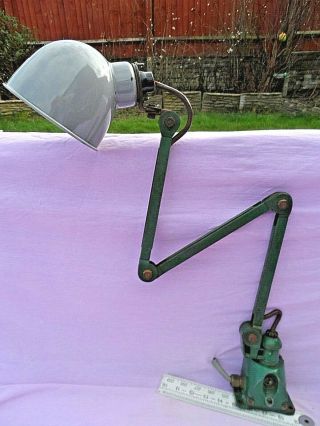OLD INDUSTRIAL CRYSTEEL ANGLEPOISE WALL / DESK LAMP ON SWITCHED CAST BASE c1930s 6