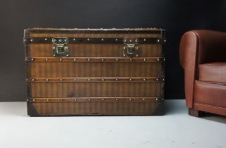 Stunning Louis Vuitton Rayee Striped Canvas Early Steamer Trunk 2