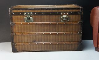 Stunning Louis Vuitton Rayee Striped Canvas Early Steamer Trunk 4