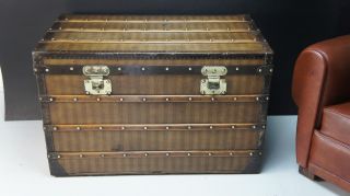 Stunning Louis Vuitton Rayee Striped Canvas Early Steamer Trunk 5