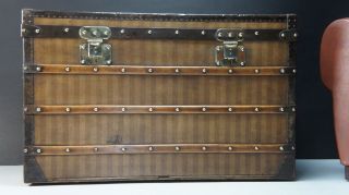 Stunning Louis Vuitton Rayee Striped Canvas Early Steamer Trunk 6