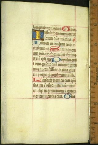 Medieval Illuminated Manuscript Lf,  Vellum,  Boh.  Initial In Gold,  Psalm 100,  C.  1460