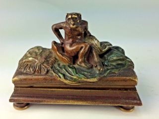 Erotic Cold - Painted Bronze Box & Cover Attributed To Bruno Zach (1891 - 1935)