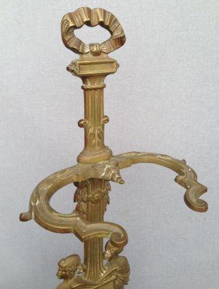 Big antique french Napoleon III umbrella holder fireplace tool rack bronze early 7