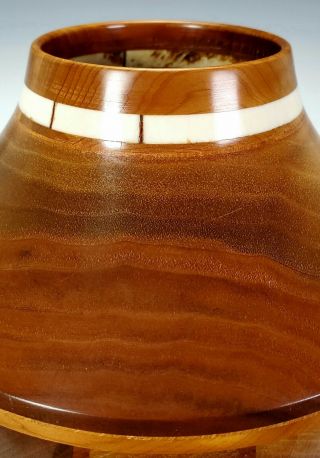 GALEN CARPENTER VINTAGE AMERICAN MODERNIST SOUTHWEST INLAID & TURNED WOOD VESSEL 9