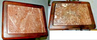 Antique American Victorian Eastlake Pink Granite Top Walnut Parlor Side Table 6