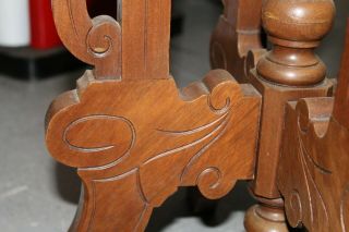 Antique American Victorian Eastlake Pink Granite Top Walnut Parlor Side Table 9