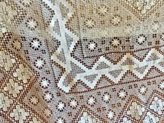 FABULOUS ANTIQUE HAND CRAFTED FILLET LACE LARGE TABLECLOTHS BEDSPREAD C 1930 ' S 8