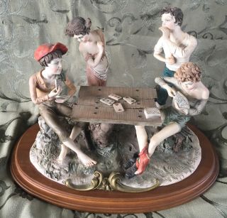 Vintage Tepizzi Italian Capodimonte Porcelain Figurines Playing Cards - Cheaters