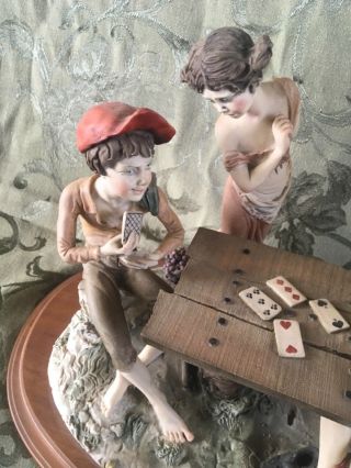 VINTAGE Tepizzi ITALIAN CAPODIMONTE Porcelain FIGURINES PLAYING CARDS - Cheaters 2