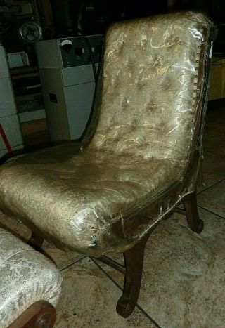 Mid - Century Japanese Silk Obi Slipper Chair w/Footstool,  Cover - FLAWLESS 11
