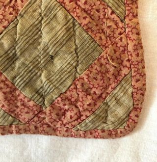 Antique Baby Doll Quilt Hand Quilted w Border 8 X 9 Victorian 3