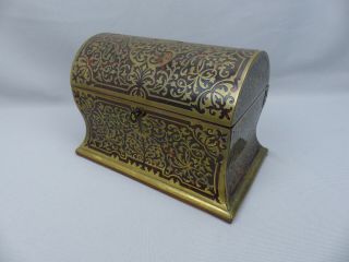 Antique 1860 ' s Boulle Work Inlaid Dome Top Stationary Letter Box Mitchell London 2