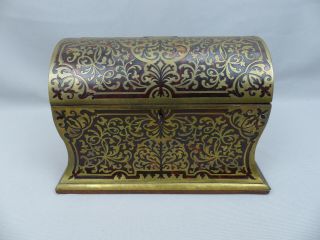 Antique 1860 ' s Boulle Work Inlaid Dome Top Stationary Letter Box Mitchell London 3