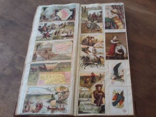 ANTIQUE 1870 ' S LEDGER FILLED W/ 126 VICTORIAN TRADE CARDS AND HANDWRITTEN NAMES 7
