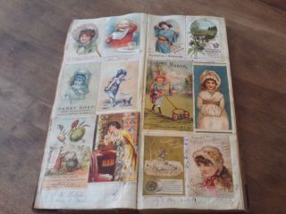 ANTIQUE 1870 ' S LEDGER FILLED W/ 126 VICTORIAN TRADE CARDS AND HANDWRITTEN NAMES 8