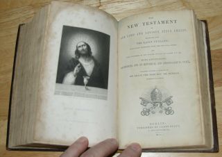 antique 1852 Catholic Bible Douay Rheims RESTORED 10