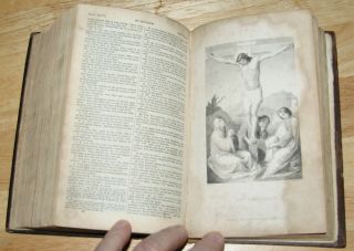 antique 1852 Catholic Bible Douay Rheims RESTORED 12