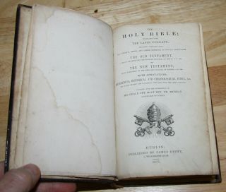 antique 1852 Catholic Bible Douay Rheims RESTORED 4