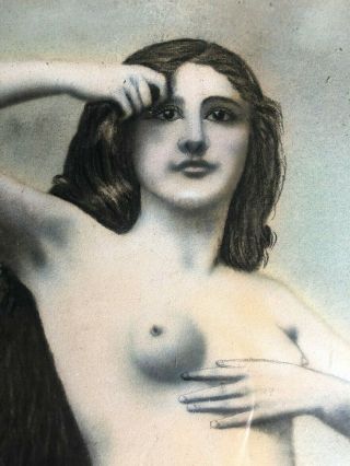 Antique Pastel Painting - Art Nouveau Ladies/Nudes - C1904 In Mission Oak Frame 2