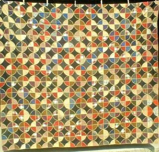 Antique Vintage Early 1900s Dazzling Magic Circle Folk - Art Patchwork Quilt Wow