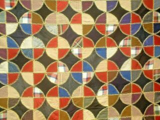 ANTIQUE VINTAGE EARLY 1900S DAZZLING MAGIC CIRCLE FOLK - ART PATCHWORK QUILT WOW 3