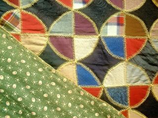 ANTIQUE VINTAGE EARLY 1900S DAZZLING MAGIC CIRCLE FOLK - ART PATCHWORK QUILT WOW 4