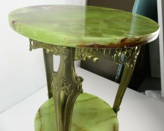 Ornate Brass Marble Two Tier Pedestal Plant Stand Side Table Hollywood regency 8