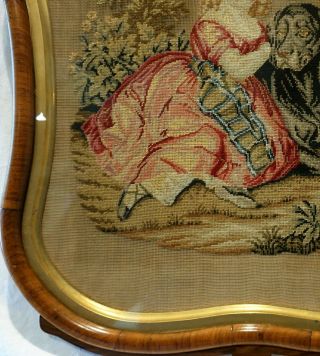 MID 19TH CENTURY NEEDLEPOINT OF A GIRL WITH HER LARGE PET DOG - c.  1860 8